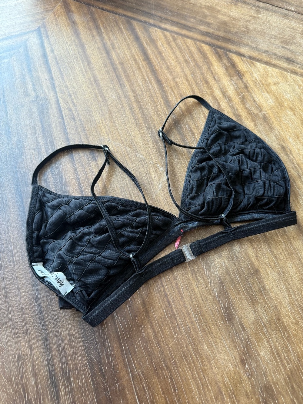 Honeydew Intimates Black Ruffled Bralette with Pink Bow - Picture 2 of 3